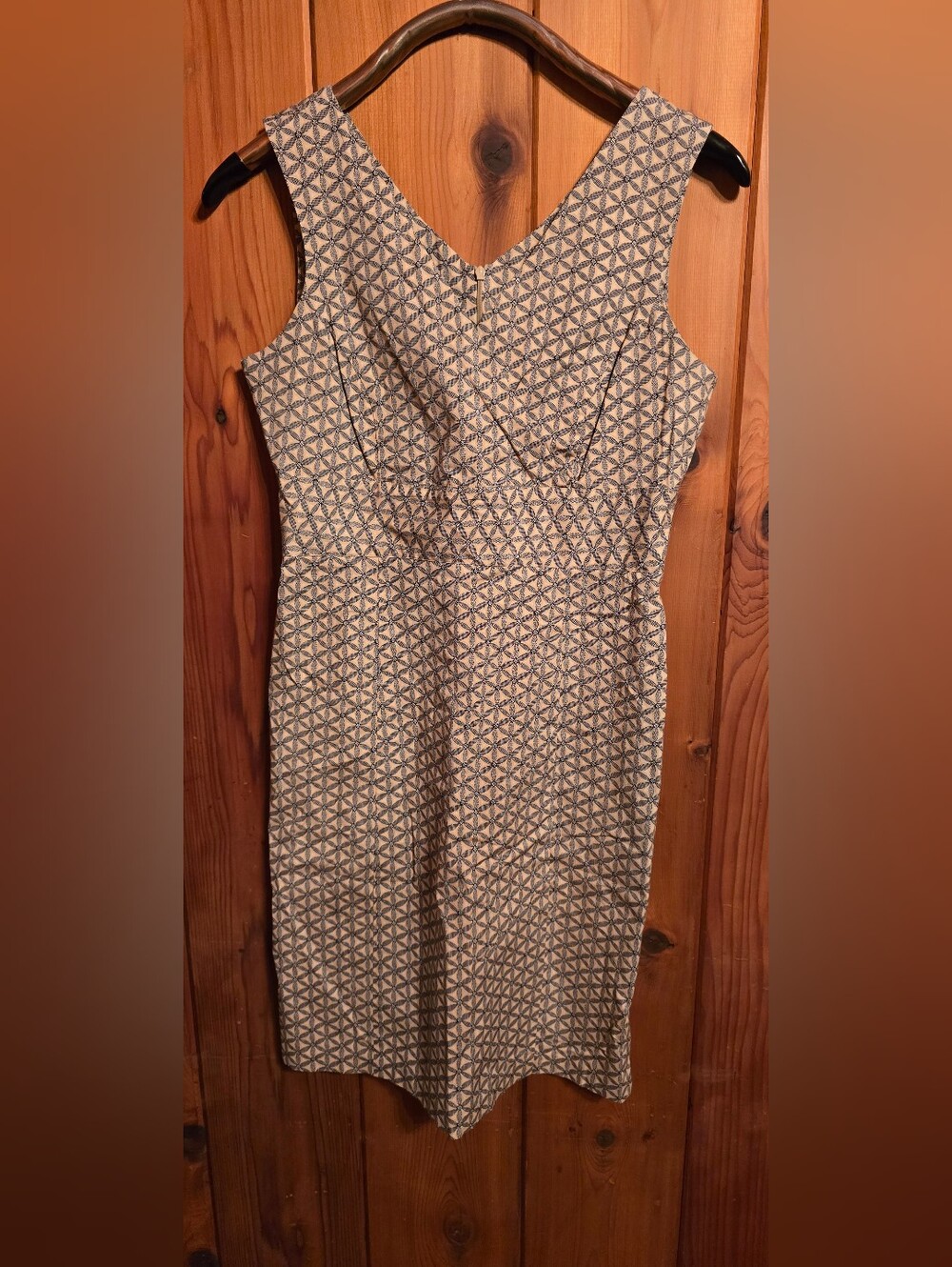 GAP Sleeveless Midi Dress in Blue and Cream Geometric Print